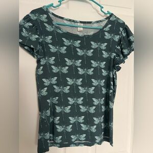 ‼️NWOT: Kate Quinn Teal Dragonfly Short Sleeve Top - S